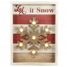 Χριστουγεννιάτικο Διακοσμητικό Ξύλινο Κάδρο, με Χιονονιφάδα και 7 LED (26x36cm)